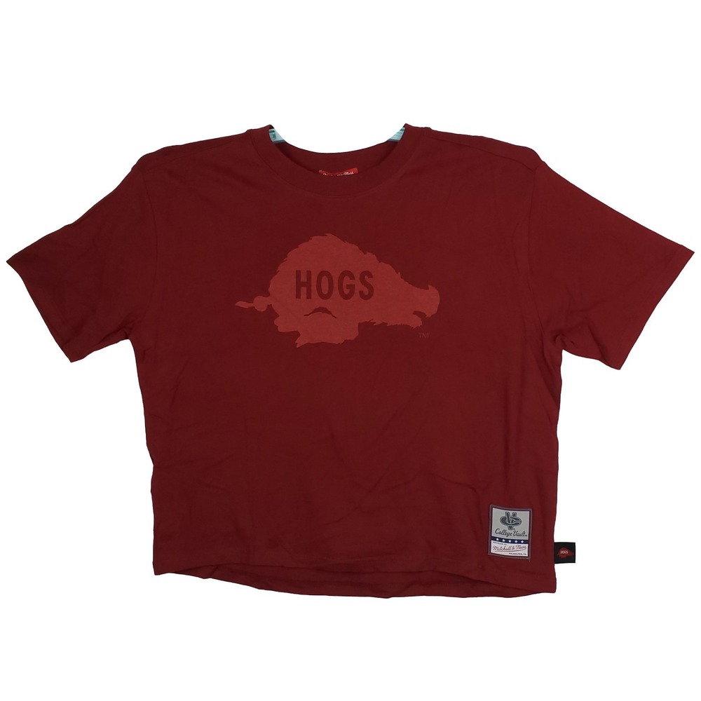 Arkansas Razorbacks Mitchell & Ness NCAA Womens Medium Boxy Crop Top‎ Shirt NWT